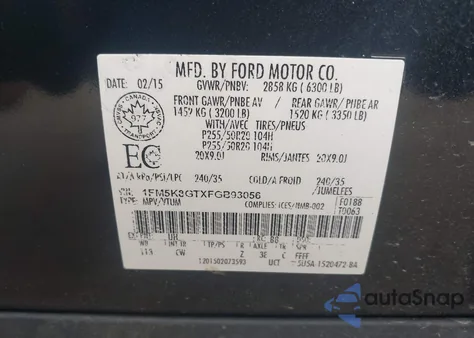 2015 Ford Explorer Sport from USA, damaged, VIN 1FM5K8GTXFGB93056